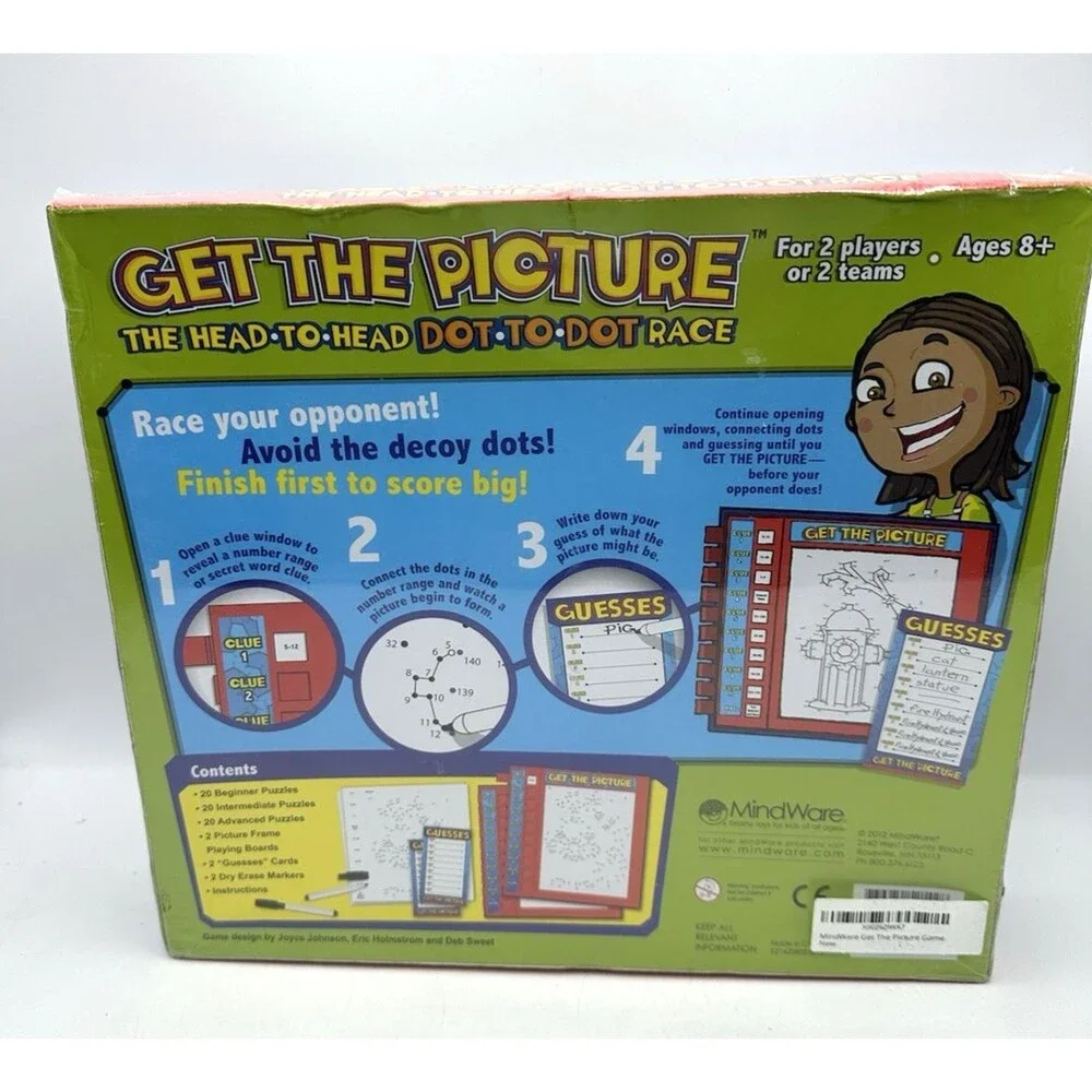 Get the Picture Dot to Dot Race Puzzle Game For 2 Players or 2 Teams Ages 8+ NEW